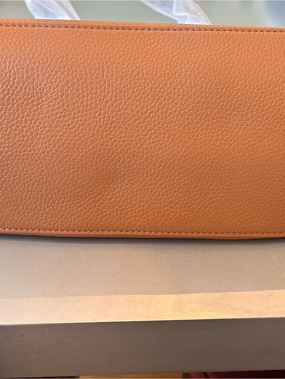 Tory Burch Orange Pebbled Leather Shoulder Bag with Gold Logo